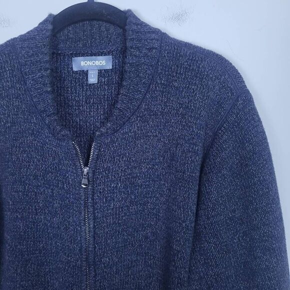 Bonobos Mens Full Zip Knit Sweater Navy Blue Size Large Slim Fit Layers Capsule - Picture 3 of 7